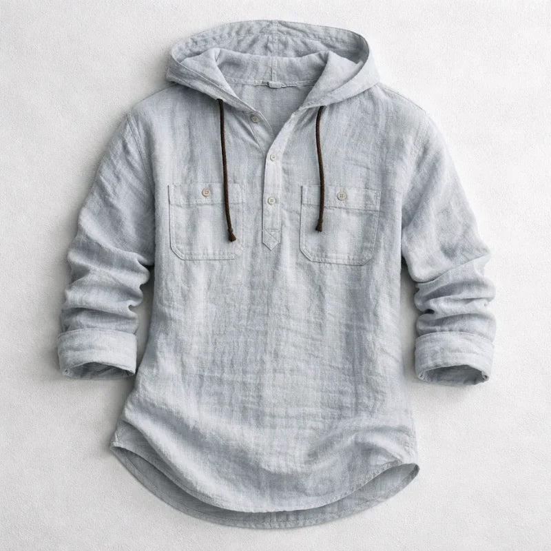 Roberto Russo Cotton Linen Hoodie Shirt