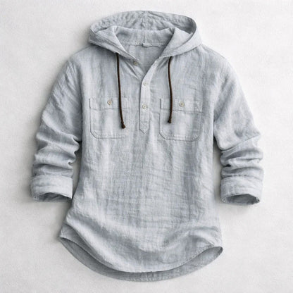 Roberto Russo Cotton Linen Hoodie Shirt