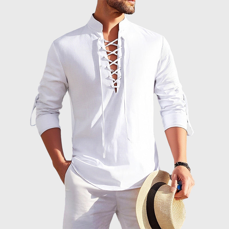 Roberto Russo Lace-Up Cotton Shirt