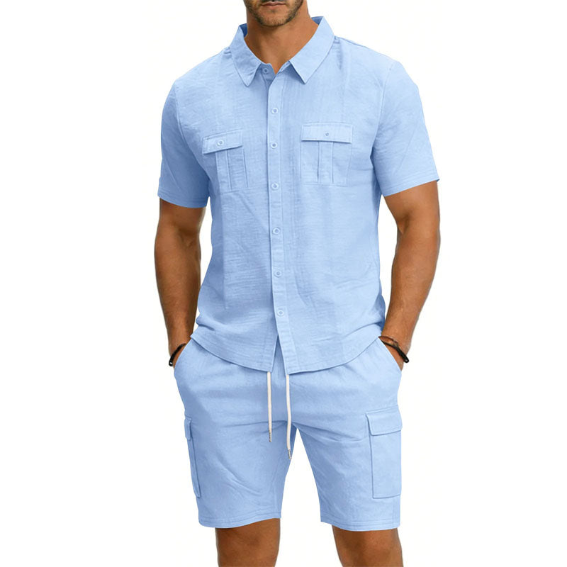 Roberto Russo Shirt and Shorts Set with Utility Pockets