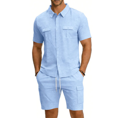 Roberto Russo Shirt and Shorts Set with Utility Pockets