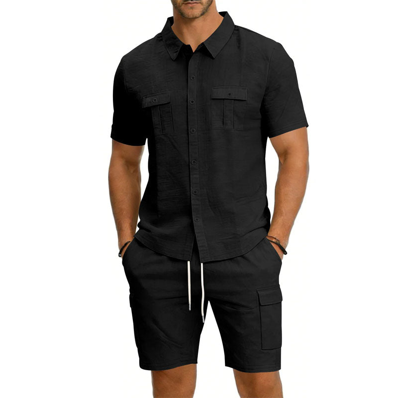 Roberto Russo Shirt and Shorts Set with Utility Pockets