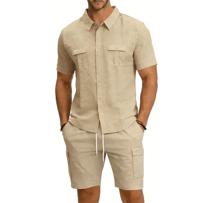 Roberto Russo Shirt and Shorts Set with Utility Pockets