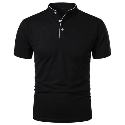 Roberto Russo Stand Collar T-Shirt with Contrast Trim