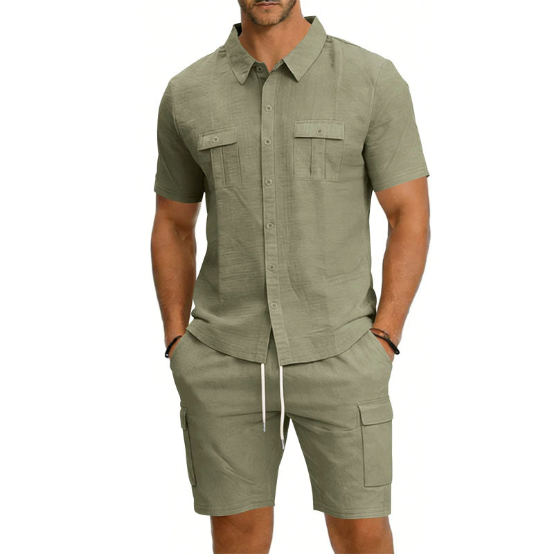Roberto Russo Shirt and Shorts Set with Utility Pockets