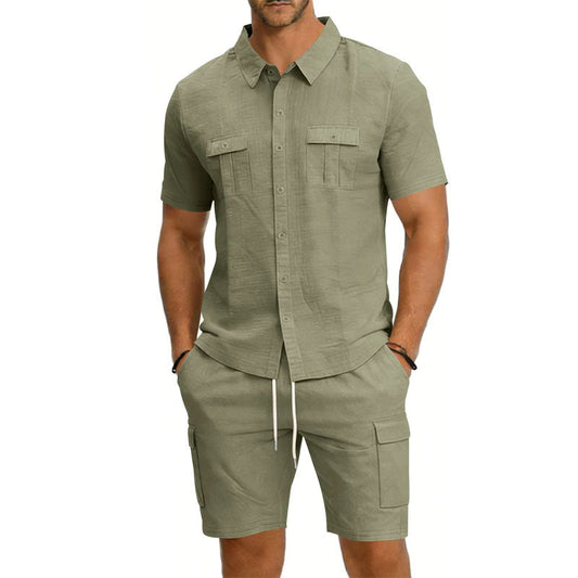 Roberto Russo Shirt and Shorts Set with Utility Pockets