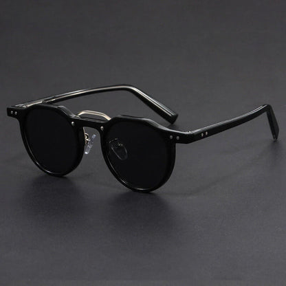 Round Vintage Sunglasses with Contrast Frame
