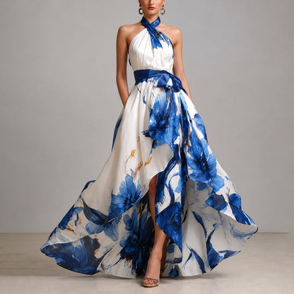 Scarlett - Women's Floral Halter Maxi Dress
