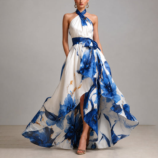Scarlett - Women's Floral Halter Maxi Dress