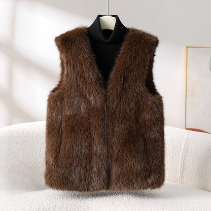 Sofia Amoretti Faux Fur Vest with V-Neckline
