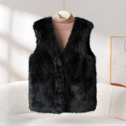 Sofia Amoretti Faux Fur Vest with V-Neckline