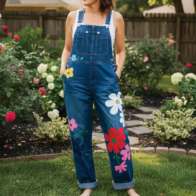 Sofia Amoretti Denim Overalls with Flower Print – Milanolegacy
