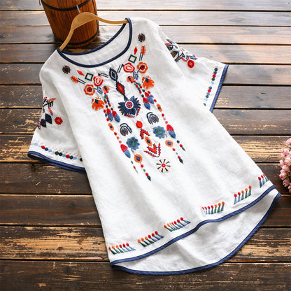 Sofia Amoretti Embroidered Short Sleeve Blouse