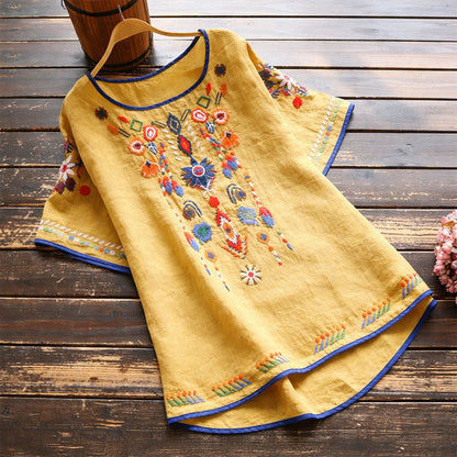 Sofia Amoretti Embroidered Short Sleeve Blouse