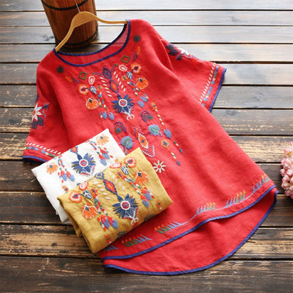 Sofia Amoretti Embroidered Short Sleeve Blouse
