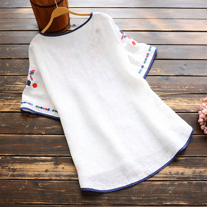 Sofia Amoretti Embroidered Short Sleeve Blouse