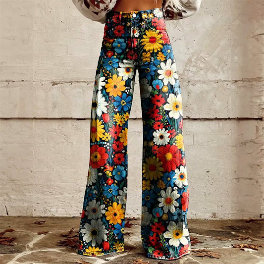 Sofia Amoretti Flared Jeans with All-Over Print