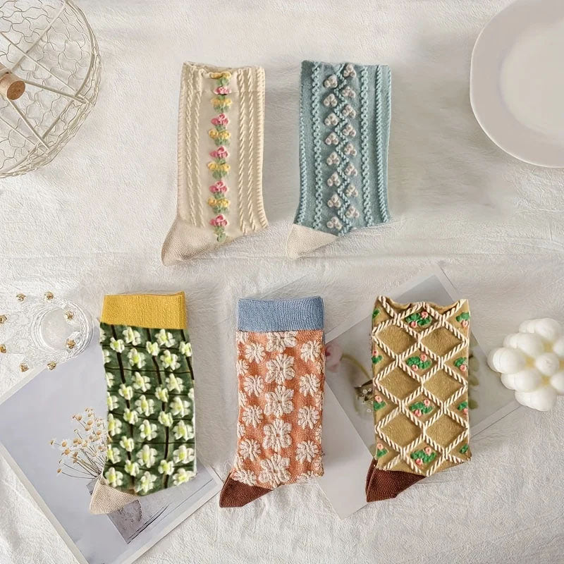 Sofia Amoretti Floral Pattern Crew Socks Set
