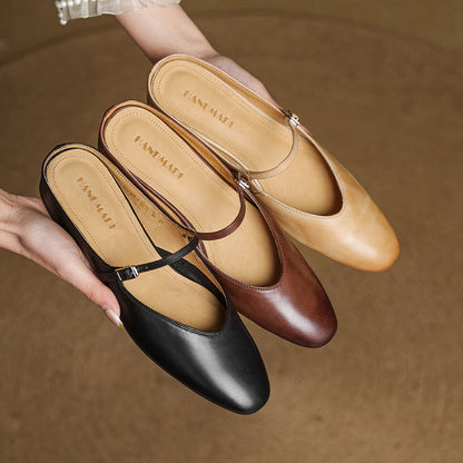 Sofia Amoretti Leather Flats with Buckle Strap