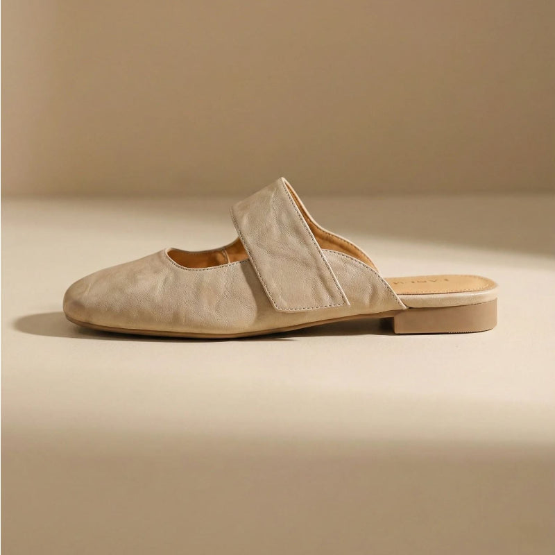 Sofia Amoretti Leather Mule Flats with Wide Strap