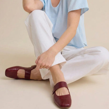 Sofia Amoretti Leather Mule Flats with Wide Strap