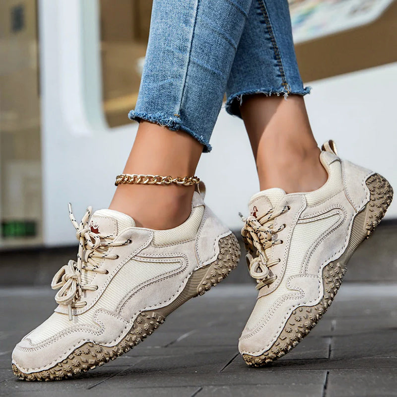 Sofia Amoretti Leather Sneakers with Textured Sole