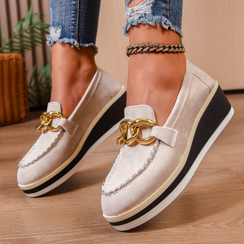 Sofia Amoretti Platform Loafers with Chain Detail