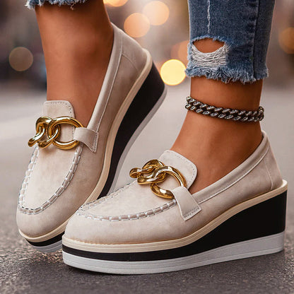Sofia Amoretti Platform Loafers with Chain Detail