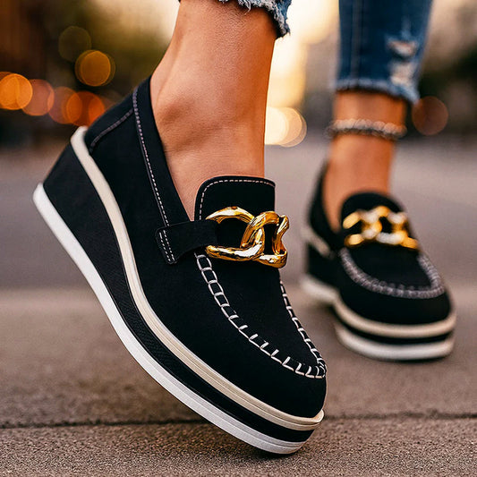 Sofia Amoretti Platform Loafers with Chain Detail