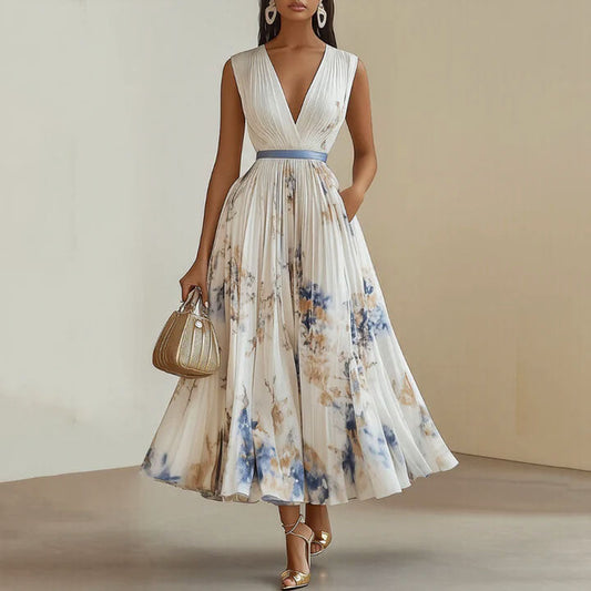 Sofia Amoretti Pleated Floral Midi Dress