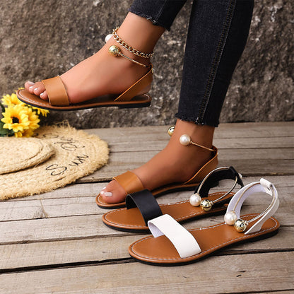 Sofia Amoretti Sandals with Pearl Ankle Strap
