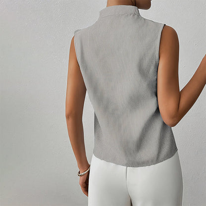 Sofia Amoretti Sleeveless Striped V-Neck Blouse