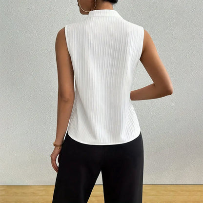 Sofia Amoretti Sleeveless Striped V-Neck Blouse