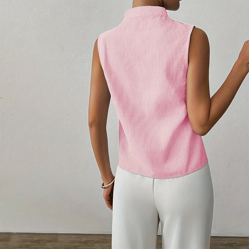 Sofia Amoretti Sleeveless Striped V-Neck Blouse