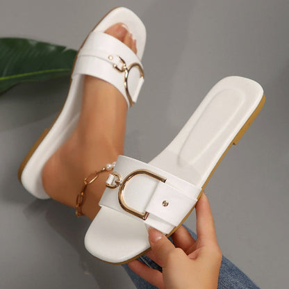 Sofia Amoretti Slip-On Sandals with Gold-Tone Accent