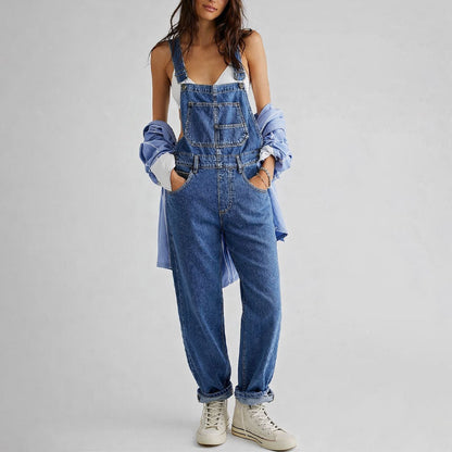 Sofia Amoretti Straight-Leg Denim Overalls