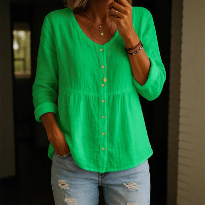 Sofia Amoretti V-Neck Shirt with Gathered Waist