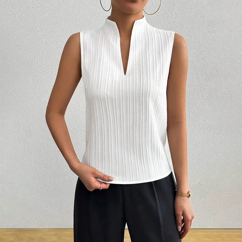 Sofia Amoretti Sleeveless Striped V-Neck Blouse