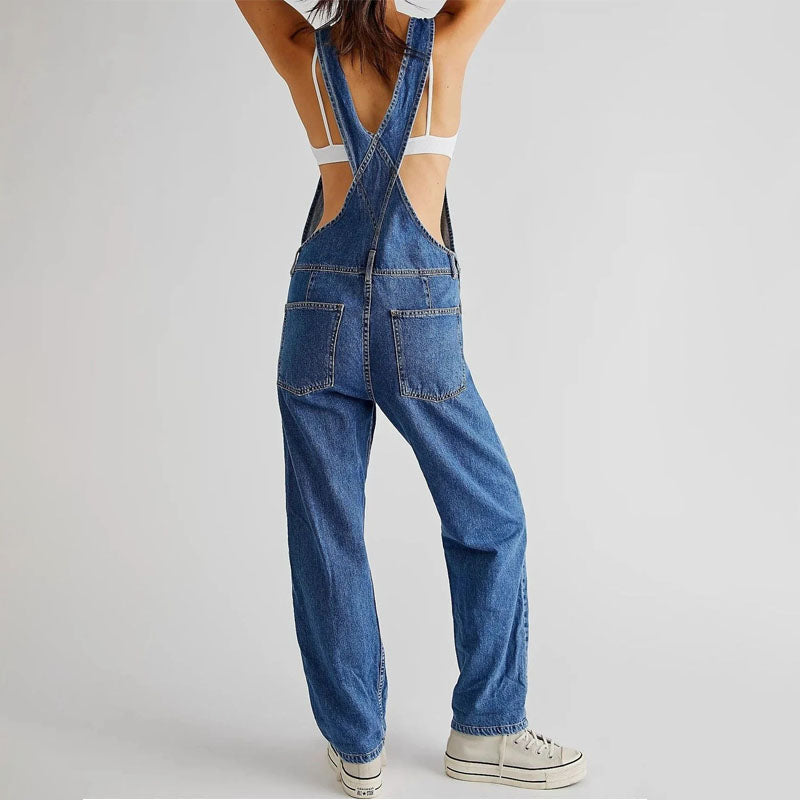 Sofia Amoretti Straight-Leg Denim Overalls
