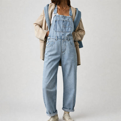 Sofia Amoretti Straight-Leg Denim Overalls