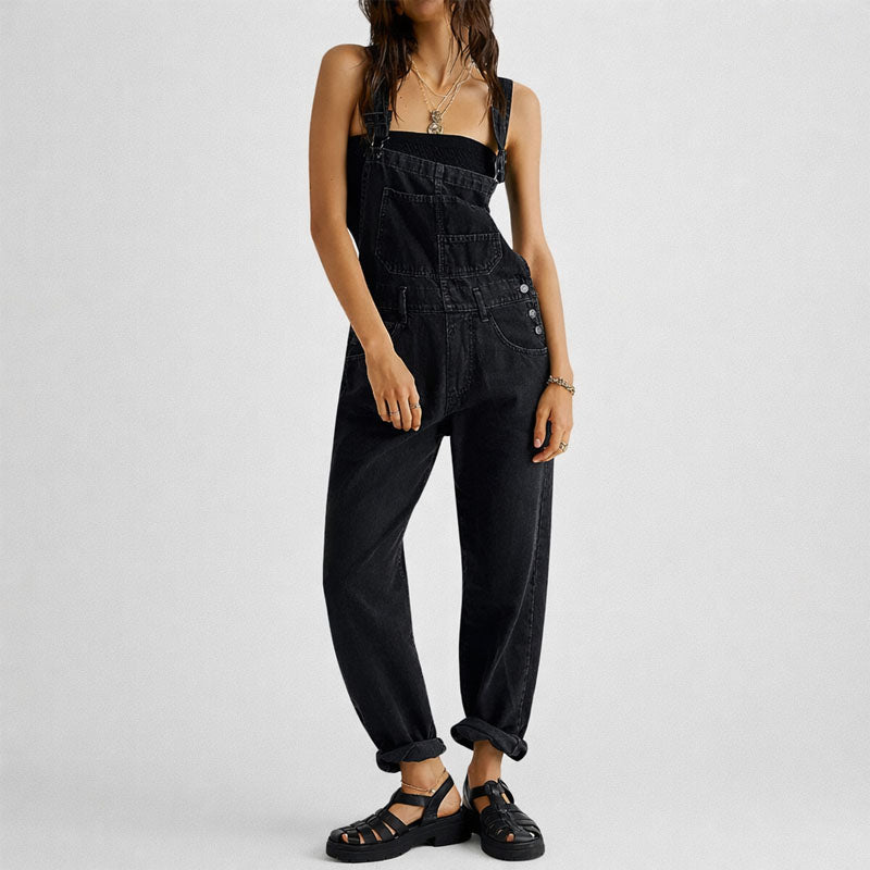 Sofia Amoretti Straight-Leg Denim Overalls