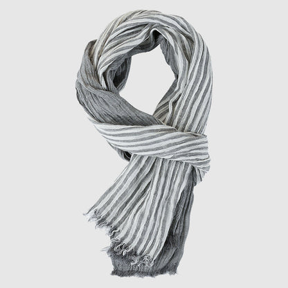 Soft Lightweight Striped Fringe Scarf