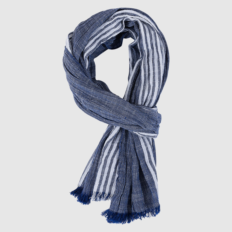 Soft Lightweight Striped Fringe Scarf