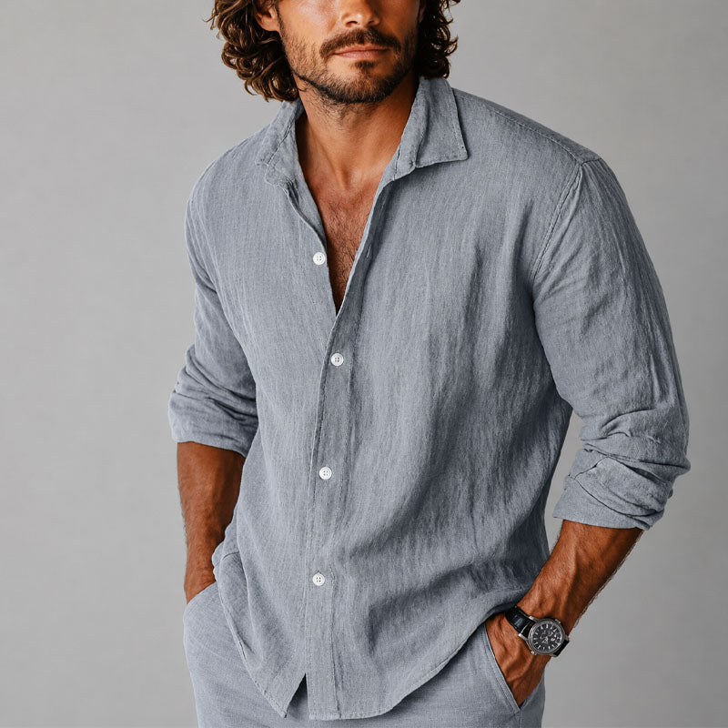Theodore - Men's Relaxed Textured Button-Up Shirt