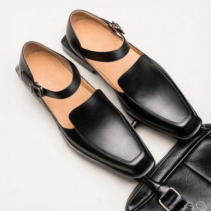 Theodore Willow Black Leather Sandals