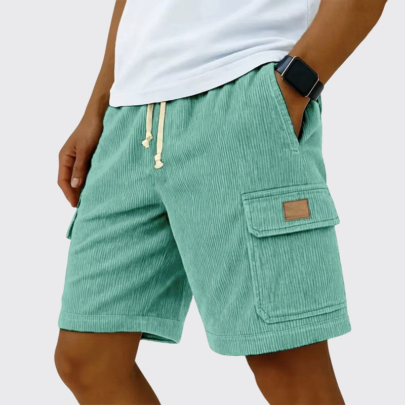 Timothy - Men's Corduroy Drawstring Cargo Linen Shorts