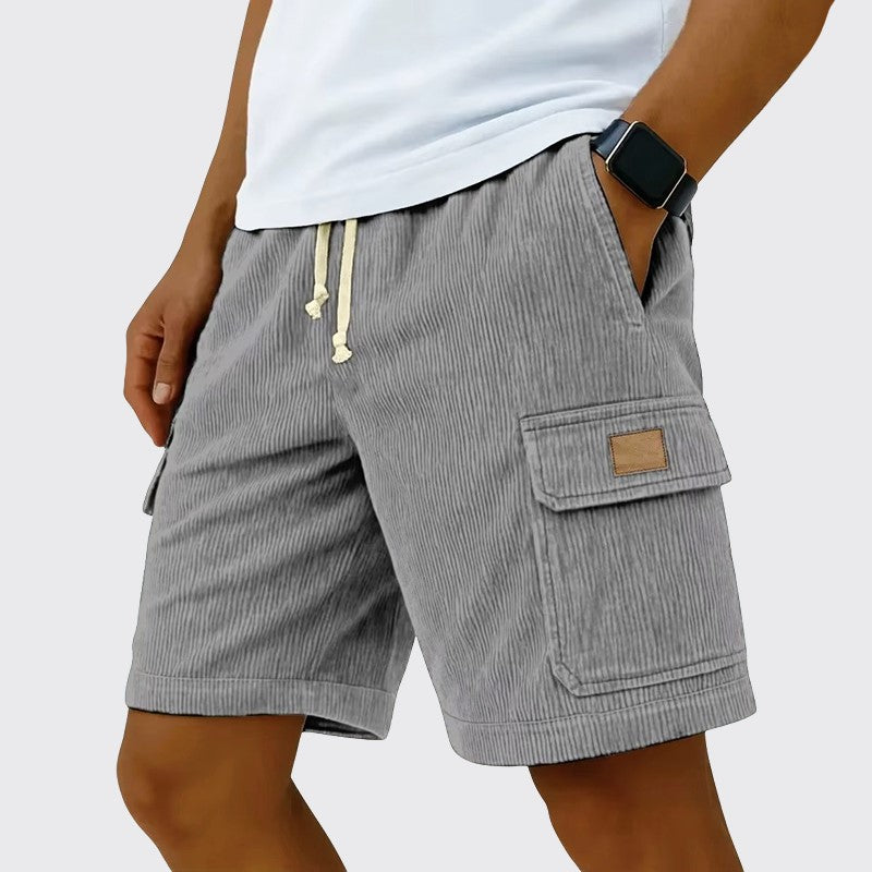 Timothy - Men's Corduroy Drawstring Cargo Linen Shorts