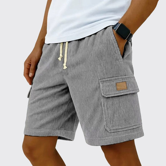 Timothy - Men's Corduroy Drawstring Cargo Linen Shorts