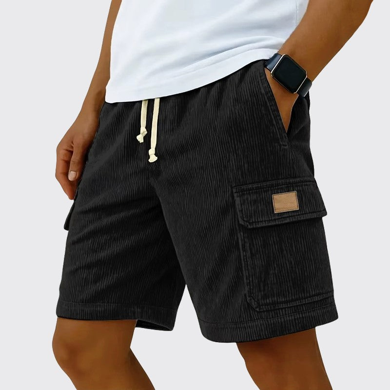 Timothy - Men's Corduroy Drawstring Cargo Linen Shorts