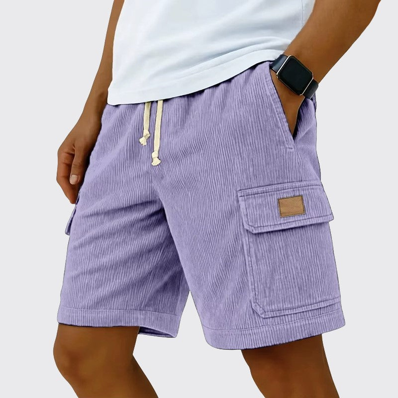 Timothy - Men's Corduroy Drawstring Cargo Linen Shorts